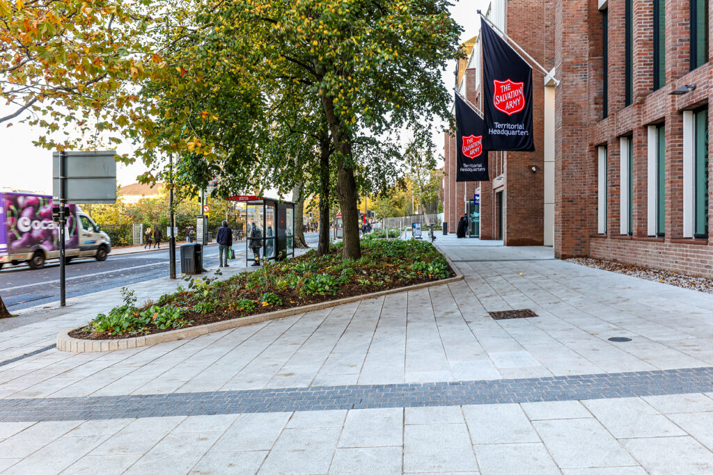 Paved entrance to The Salvation Army headquarters in Denmark Hill