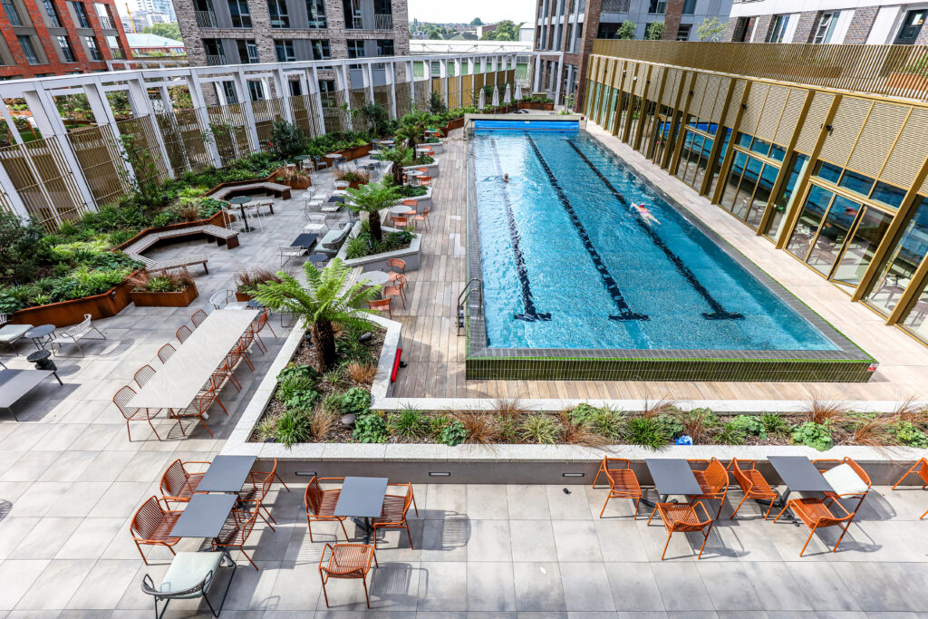 Swimming pool surrounds and hard landscaping at Smugglers Way